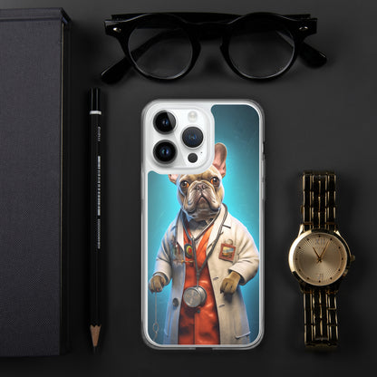 Doctor Frenchie iPhone Case - A Smart and Humorous Choice for Pet Lovers and Medical Enthusiasts