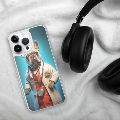 Doctor Frenchie iPhone Case - A Smart and Humorous Choice for Pet Lovers and Medical Enthusiasts