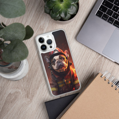 Firefighter Frenchie iPhone Case - A Brave and Adorable Choice for Pet Lovers and Firefighter Admirers