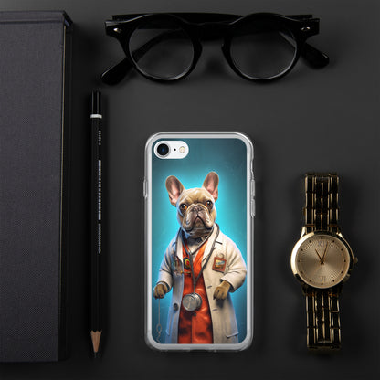 Doctor Frenchie iPhone Case - A Smart and Humorous Choice for Pet Lovers and Medical Enthusiasts