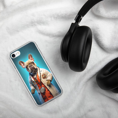 Doctor Frenchie iPhone Case - A Smart and Humorous Choice for Pet Lovers and Medical Enthusiasts