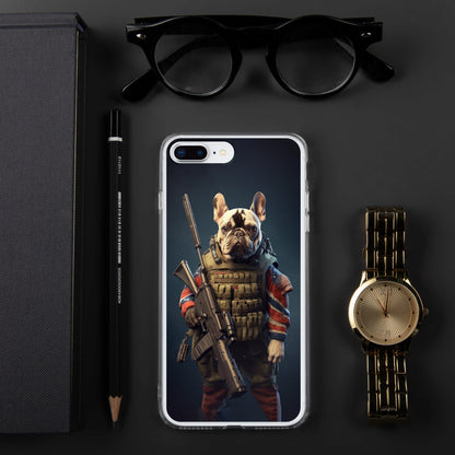 Soldier Frenchie iPhone Case - A Brave and Lovable Choice for Pet Lovers and Military Supporters