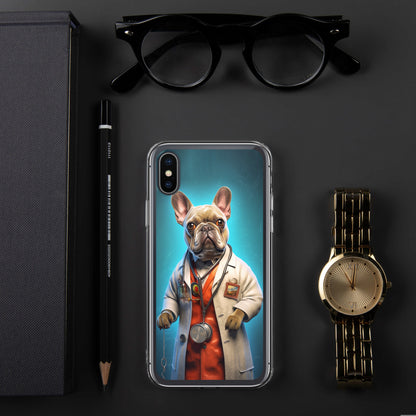 Doctor Frenchie iPhone Case - A Smart and Humorous Choice for Pet Lovers and Medical Enthusiasts