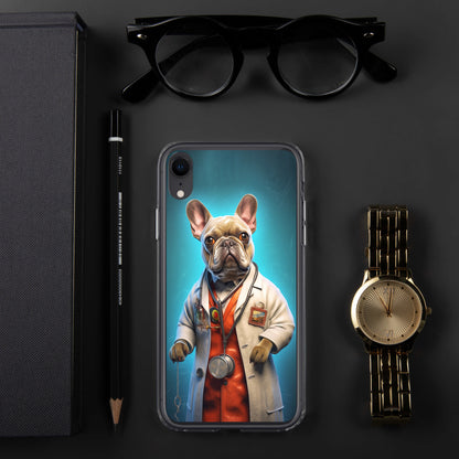 Doctor Frenchie iPhone Case - A Smart and Humorous Choice for Pet Lovers and Medical Enthusiasts