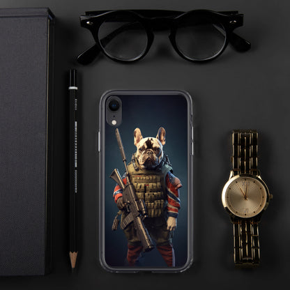 Soldier Frenchie iPhone Case - A Brave and Lovable Choice for Pet Lovers and Military Supporters