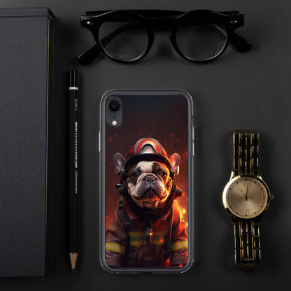 Firefighter Frenchie iPhone Case - A Brave and Adorable Choice for Pet Lovers and Firefighter Admirers