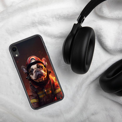 Firefighter Frenchie iPhone Case - A Brave and Adorable Choice for Pet Lovers and Firefighter Admirers