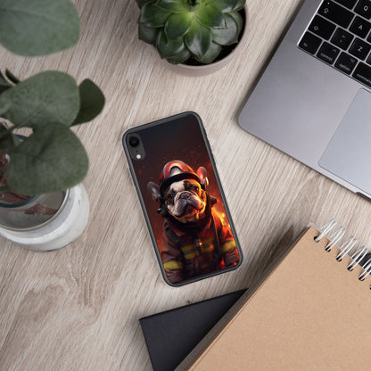 Firefighter Frenchie iPhone Case - A Brave and Adorable Choice for Pet Lovers and Firefighter Admirers