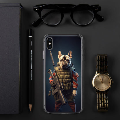 Soldier Frenchie iPhone Case - A Brave and Lovable Choice for Pet Lovers and Military Supporters