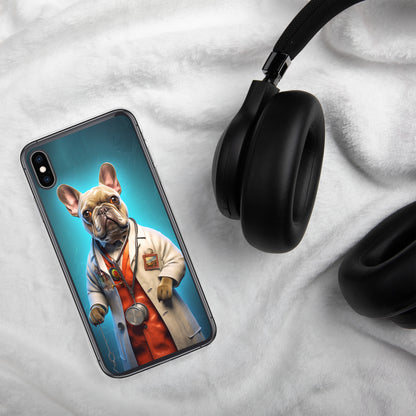 Doctor Frenchie iPhone Case - A Smart and Humorous Choice for Pet Lovers and Medical Enthusiasts