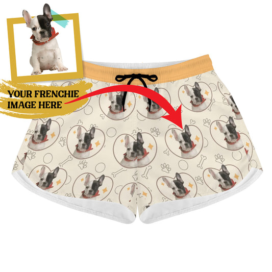 Custom Women's Beach Shorts  with French Bulldog Image