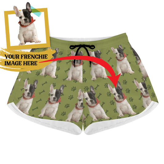 Custom Women's Beach Shorts  with French Bulldog Image