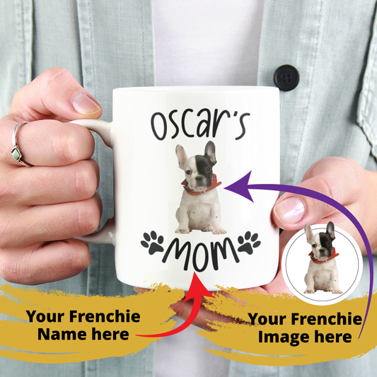 Personalized Ceramic Mug with Custom Frenchie Name and Image