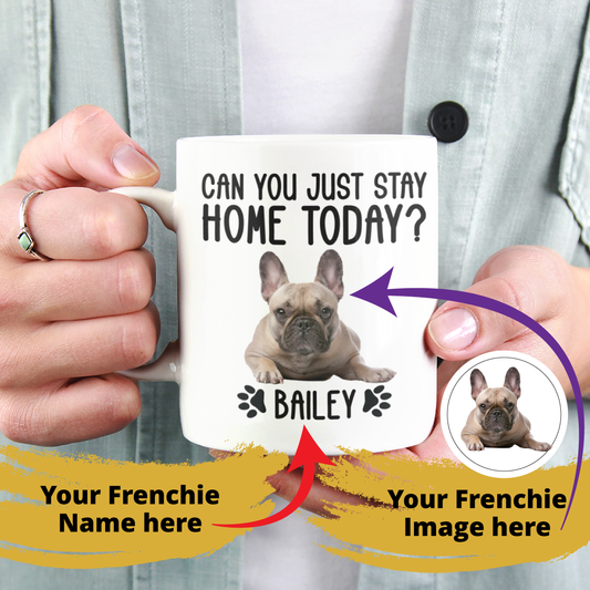 Personalized Ceramic Mug with Custom Frenchie Name and Image