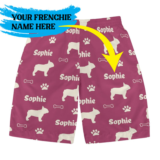 Custom Mens All Over Print Shorts with French Bulldog Name