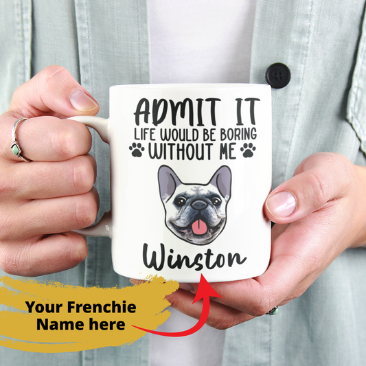 Personalized Ceramic Mug with Custom Frenchie Name