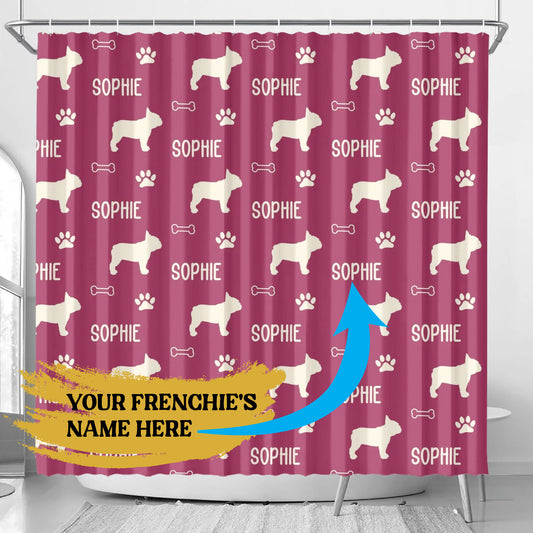 Personalized Shower Curtain with Frenchie’s Name