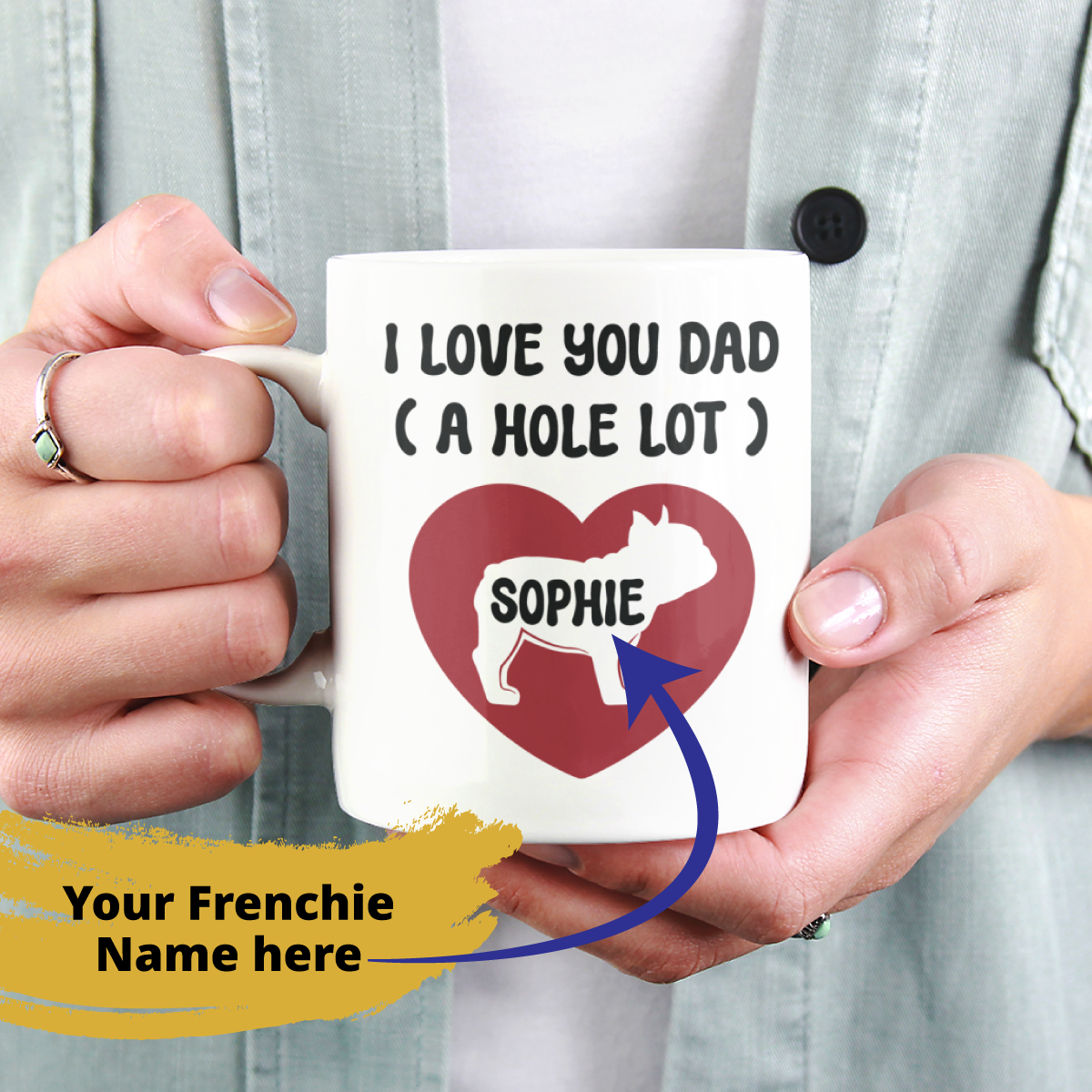 Personalized Ceramic Mug with Custom Frenchie Name