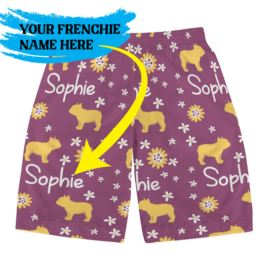 Custom Mens All Over Print Shorts with French Bulldog Name