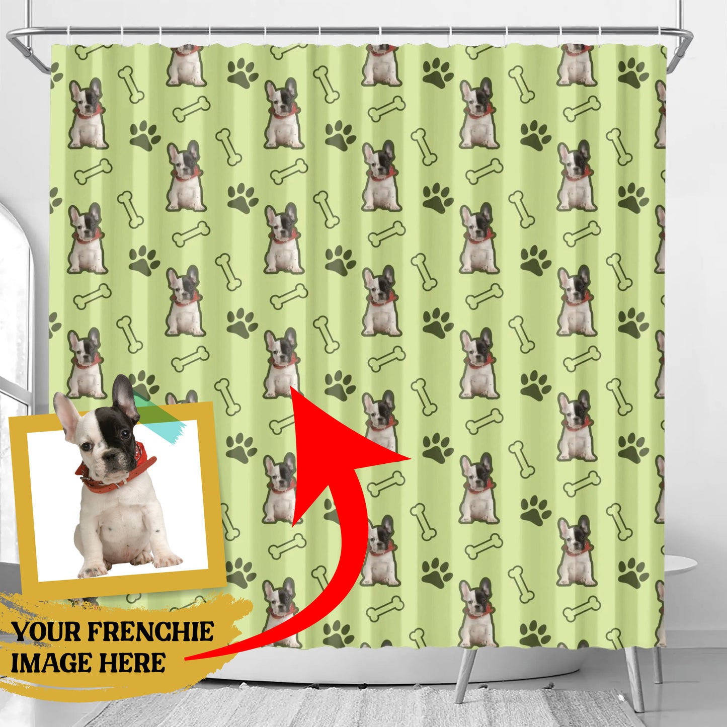 Personalized Shower Curtain with Frenchie’s Image