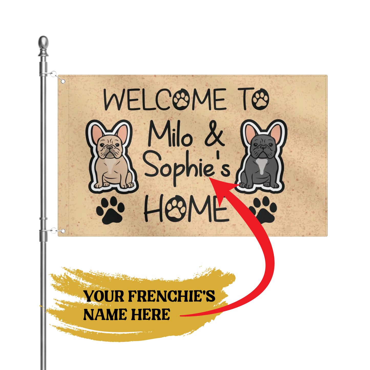 Personalized French Bulldog Garden Flag with frenchie name