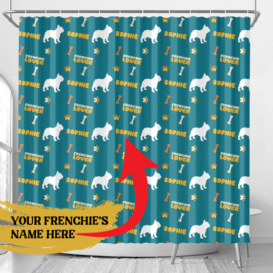 Personalized Shower Curtain with Frenchie’s Name