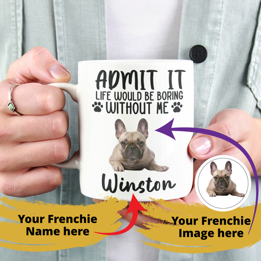 Personalized Ceramic Mug with Custom Frenchie Name and Image