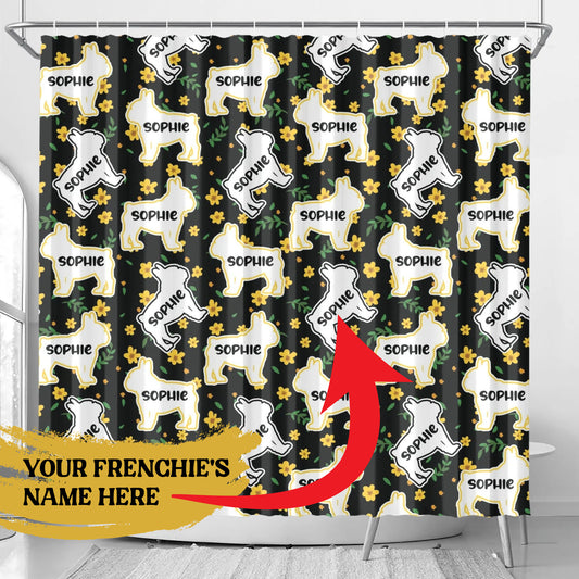 Personalized Shower Curtain with Frenchie’s Name