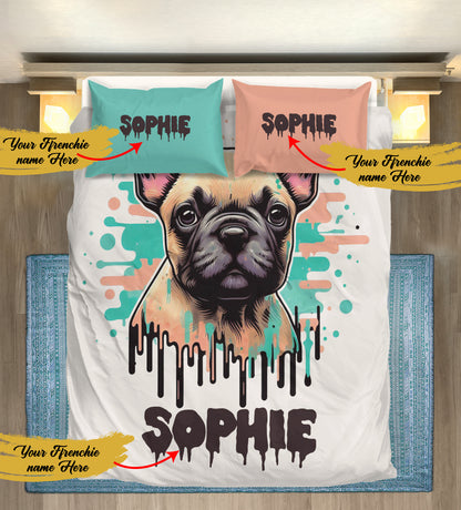 Custom Bedding Set with Frenchie's Name - Bedding Set