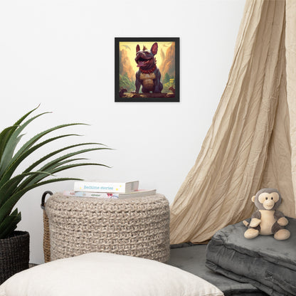 Dinosaur Frenchie Framed Poster - A Roaringly Cute and Artistic Choice for Pet Lovers and Dinosaur Enthusiasts