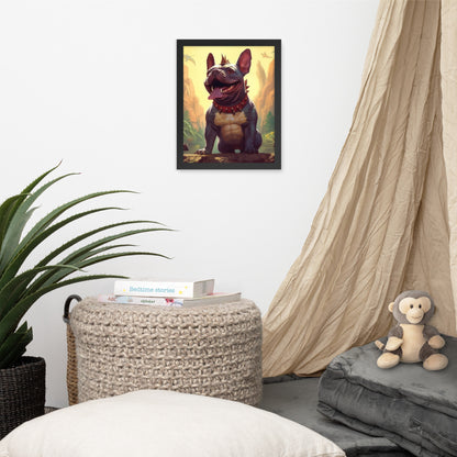 Dinosaur Frenchie Framed Poster - A Roaringly Cute and Artistic Choice for Pet Lovers and Dinosaur Enthusiasts