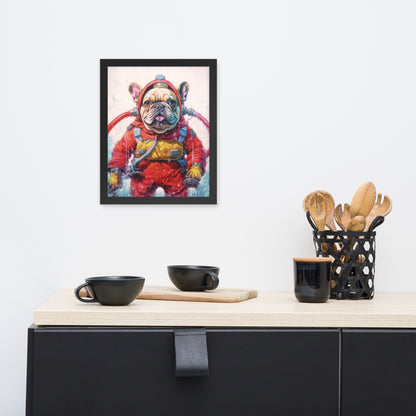 Firefighter Frenchie Framed Poster - A Courageous and Artistic Choice for Pet Lovers and Fire Service Admirers