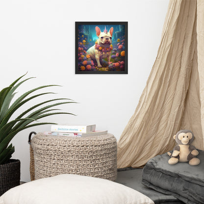 Unicorn Frenchie Framed Poster - A Magical and Endearing Choice for Pet Lovers and Unicorn Devotees