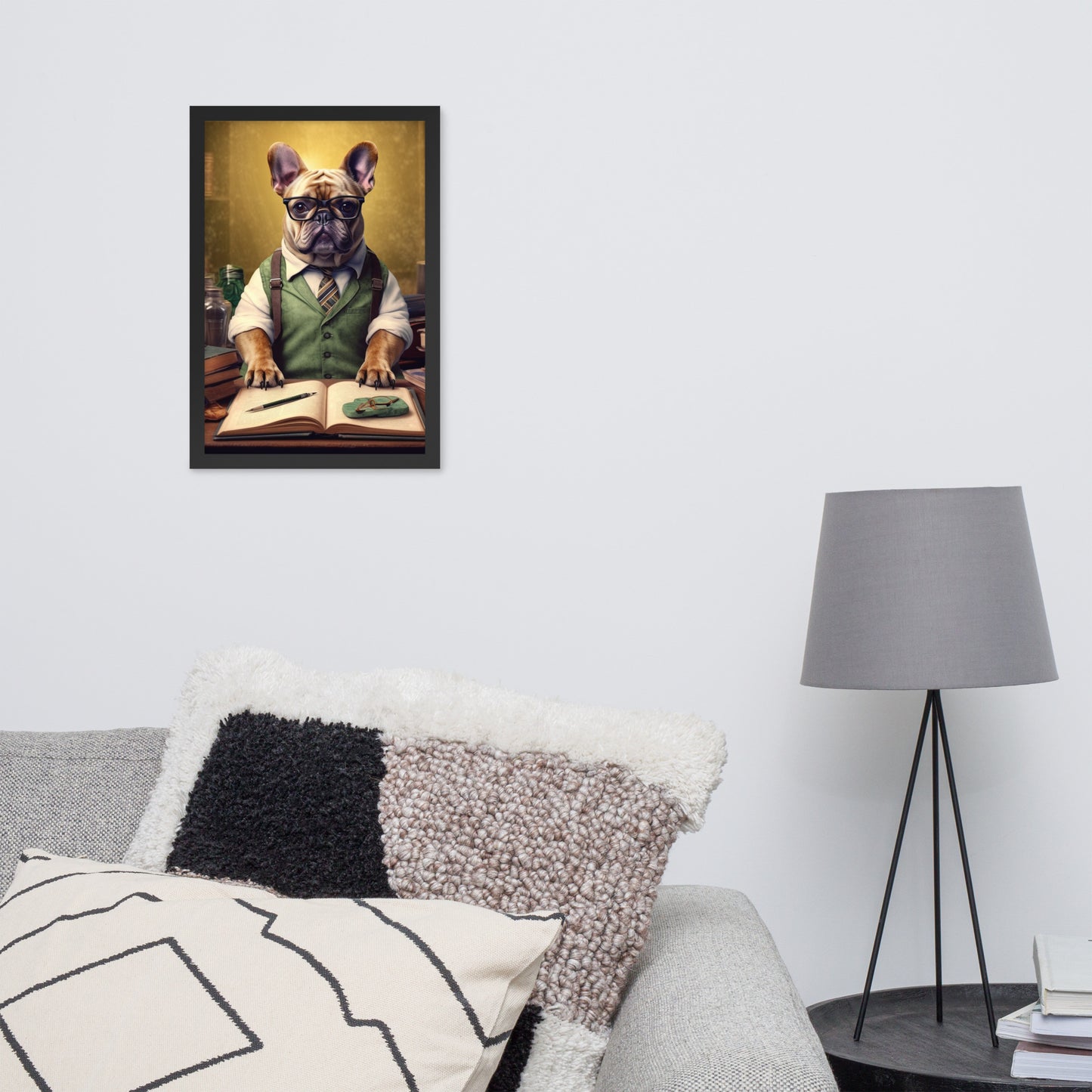 Professor Frenchie Framed Poster - A Thought-Provoking and Artistic Choice for Pet Lovers and Academics