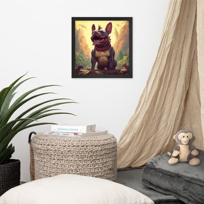 Dinosaur Frenchie Framed Poster - A Roaringly Cute and Artistic Choice for Pet Lovers and Dinosaur Enthusiasts