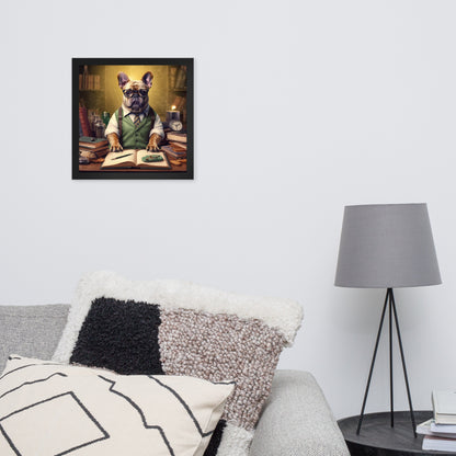 Professor Frenchie Framed Poster - A Thought-Provoking and Artistic Choice for Pet Lovers and Academics