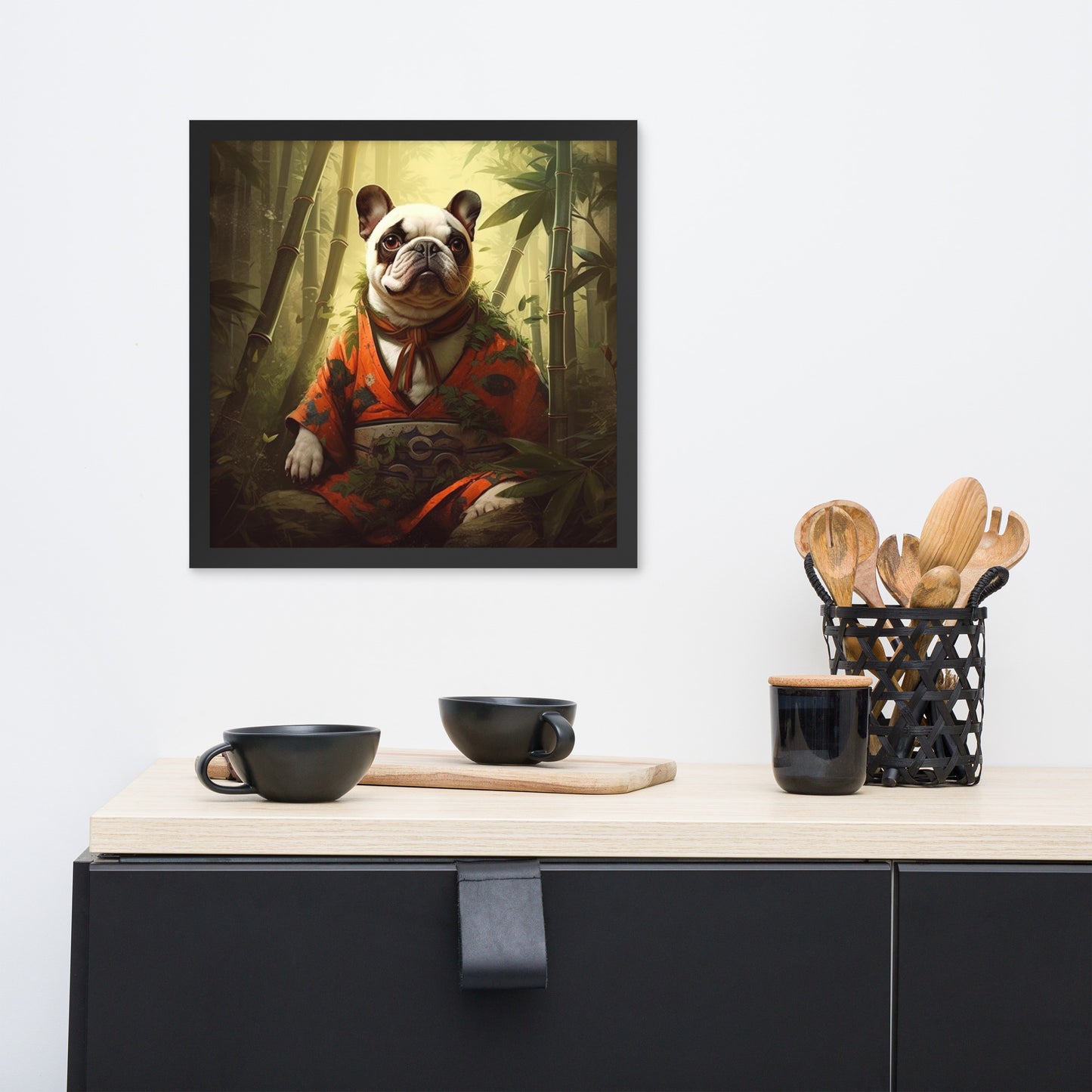 Panda Frenchie Framed Poster - A Playful and Charming Choice for Pet Lovers and Panda Enthusiasts