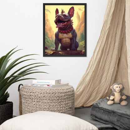 Dinosaur Frenchie Framed Poster - A Roaringly Cute and Artistic Choice for Pet Lovers and Dinosaur Enthusiasts