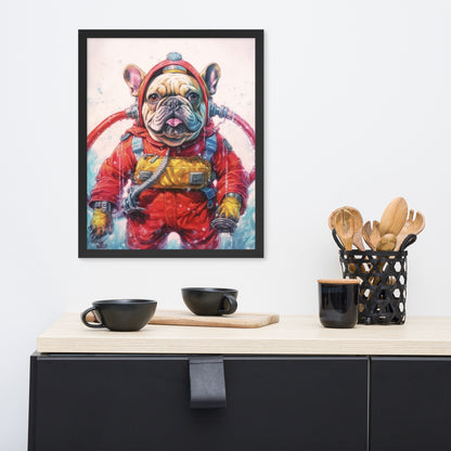 Firefighter Frenchie Framed Poster - A Courageous and Artistic Choice for Pet Lovers and Fire Service Admirers