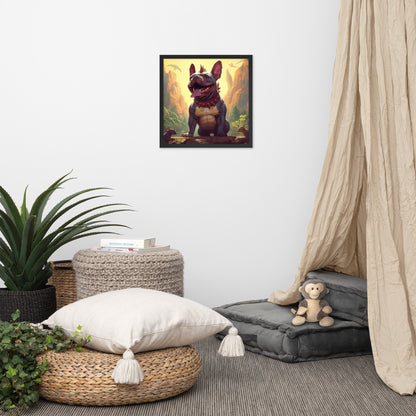 Dinosaur Frenchie Framed Poster - A Roaringly Cute and Artistic Choice for Pet Lovers and Dinosaur Enthusiasts