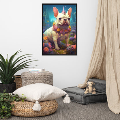 Unicorn Frenchie Framed Poster - A Magical and Endearing Choice for Pet Lovers and Unicorn Devotees