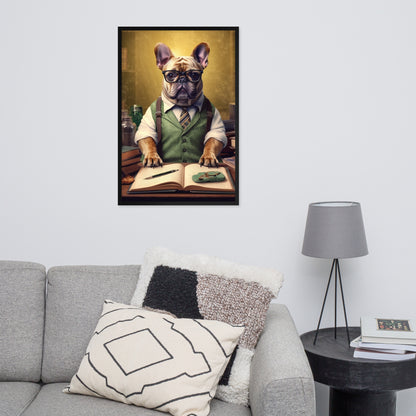 Professor Frenchie Framed Poster - A Thought-Provoking and Artistic Choice for Pet Lovers and Academics