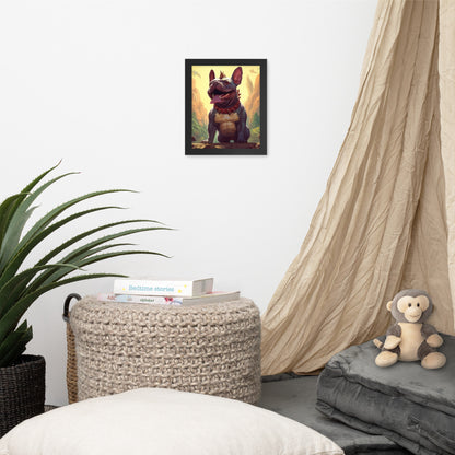 Dinosaur Frenchie Framed Poster - A Roaringly Cute and Artistic Choice for Pet Lovers and Dinosaur Enthusiasts