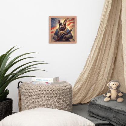 Soldier Frenchie Framed Poster - A Bravery and Artistic Choice for Pet Lovers and Country Force Admirers