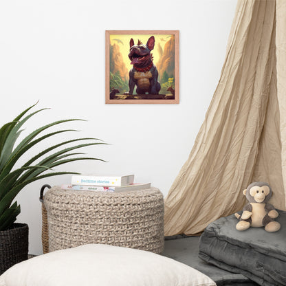 Dinosaur Frenchie Framed Poster - A Roaringly Cute and Artistic Choice for Pet Lovers and Dinosaur Enthusiasts