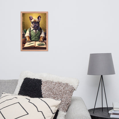 Professor Frenchie Framed Poster - A Thought-Provoking and Artistic Choice for Pet Lovers and Academics