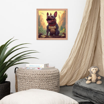 Dinosaur Frenchie Framed Poster - A Roaringly Cute and Artistic Choice for Pet Lovers and Dinosaur Enthusiasts