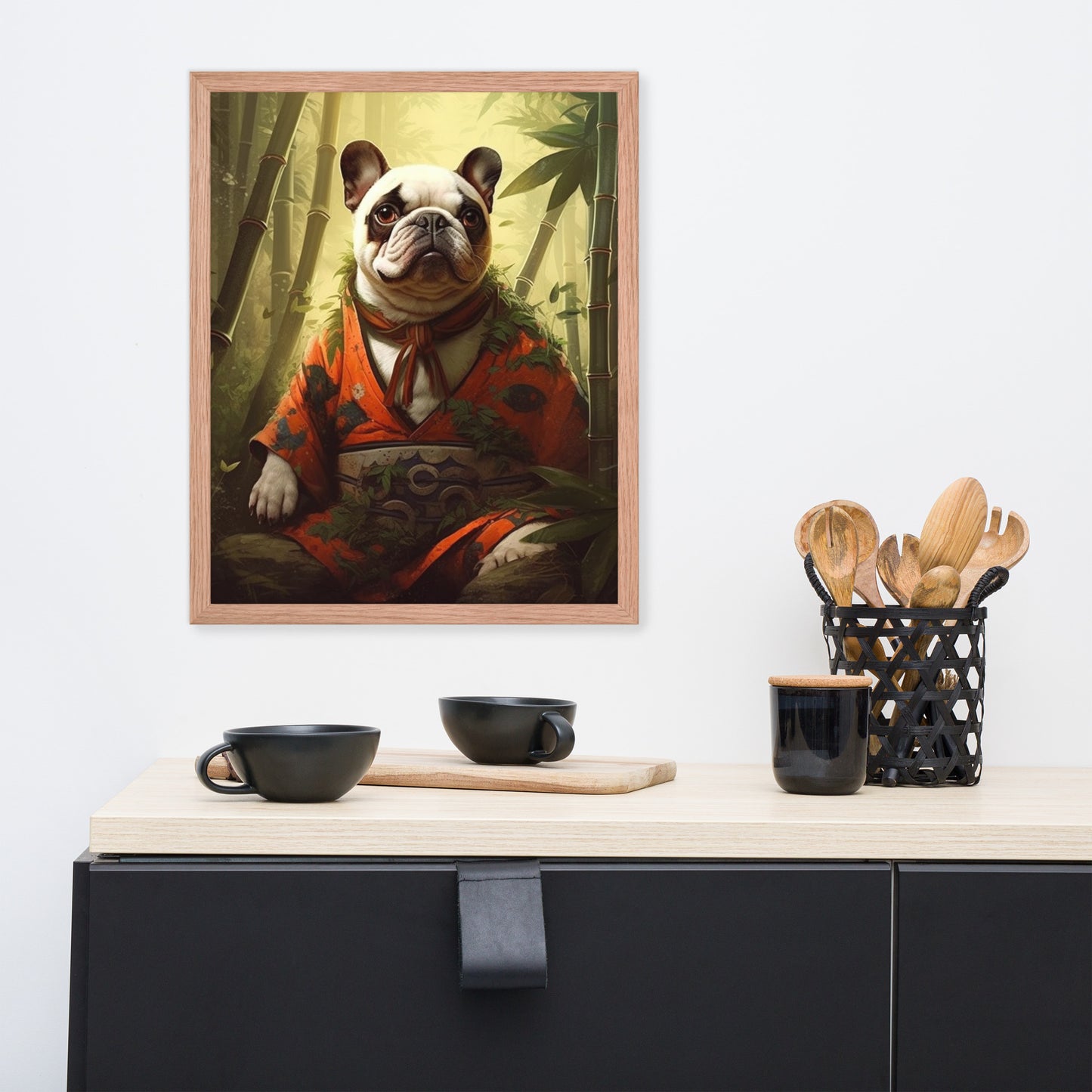 Panda Frenchie Framed Poster - A Playful and Charming Choice for Pet Lovers and Panda Enthusiasts