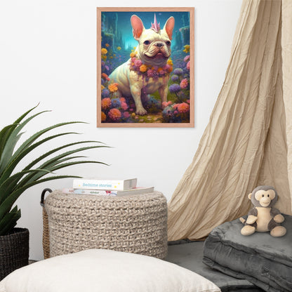 Unicorn Frenchie Framed Poster - A Magical and Endearing Choice for Pet Lovers and Unicorn Devotees