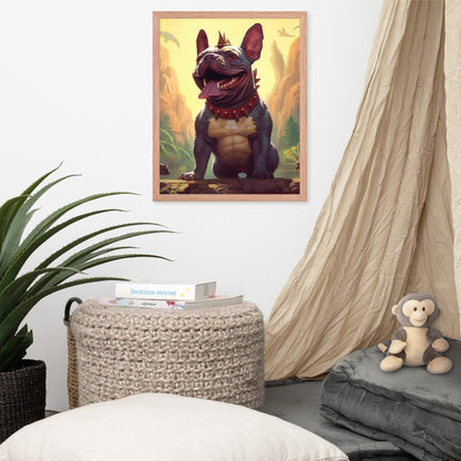 Dinosaur Frenchie Framed Poster - A Roaringly Cute and Artistic Choice for Pet Lovers and Dinosaur Enthusiasts